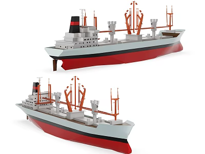 Yacht Models With Red White Black Hulls And Structures 3d model