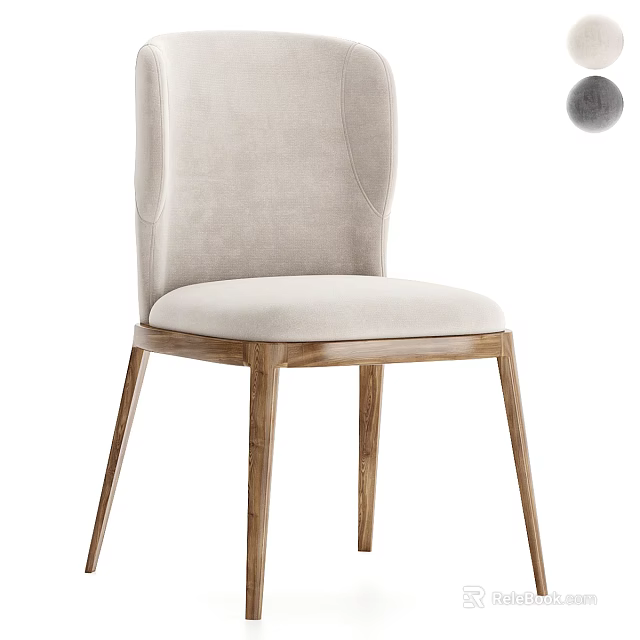 Modern Beige Upholstered Leisure Chair With Sleek Wooden Legs And Comfortable Backrest 3d model 