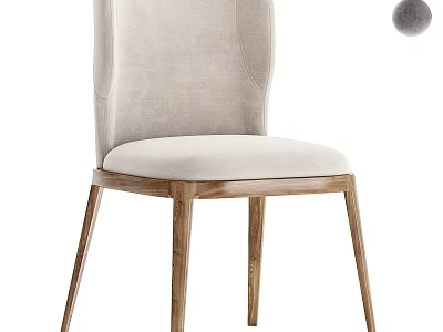 Modern Beige Upholstered Leisure Chair With Sleek Wooden Legs And Comfortable Backrest 3d model