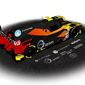 Dallara Race Car In Yellow Black Orange Livery With Number 49 Richard Mille