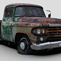 Rusted Vintage Truck With Green Red Patina And Classic Front Grille Design
