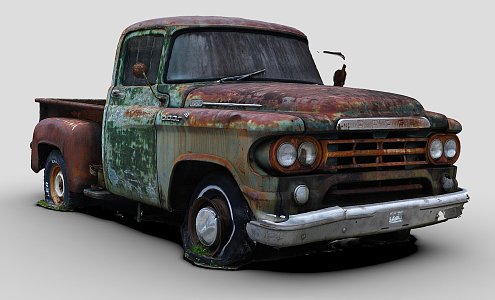 Rusty Dodge Truck 3d model