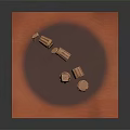 Wooden Pillar With Fallen Parts On Circular Red Base Dark Background