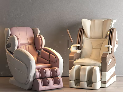 Modern Massage Chairs With Pink And Beige Colors Comfortable Seats And Ergonomic Design 3d model