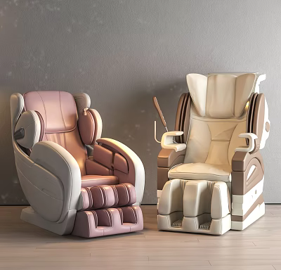 Modern Massage Chairs With Pink And Beige Colors Comfortable Seats And Ergonomic Design 3d model