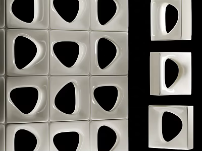 Modern White Room Divider Featuring Geometric Cutout Patterns For Interior Decor 3d model