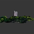 Ancient Circular Fortress With Central Tall Tower Surrounded By Green Vegetation