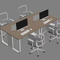 Modern Office Desk and Chair Workstation Computer Desk Public Desk 3d model