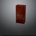 Vintage Red Metal Safe Furniture With Classic Lock And Handle Details