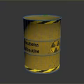 Yellow Radioactive Barrel With Black Yellow Warning Stripes And Radioactive Symbol