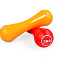Sports Equipment Orange and Red Dumbbells with 3KG Weight for Fitness Exercise