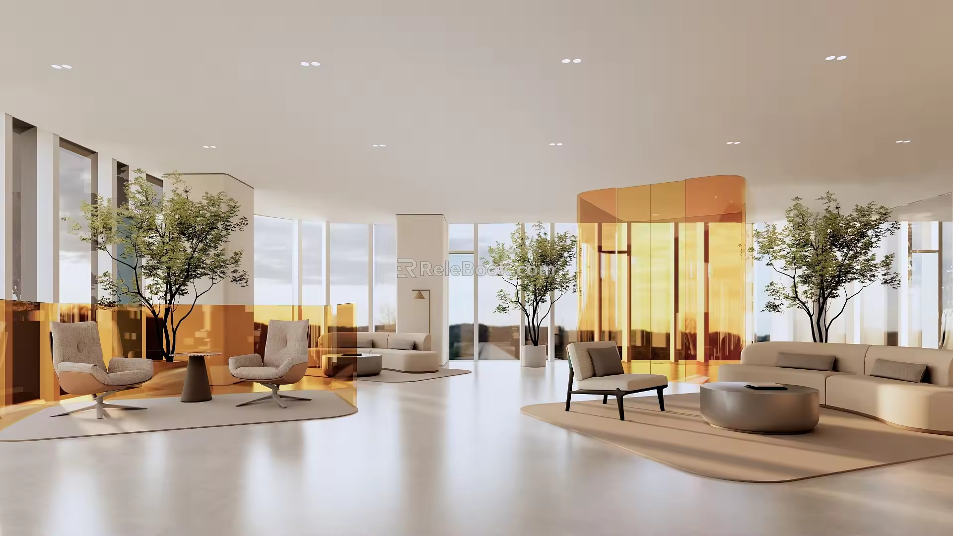 Creative Office Reception Rest Area Natural Style 3d model