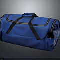 Blue Duffel Bag With Black Straps And Zipper Design For Travel Use