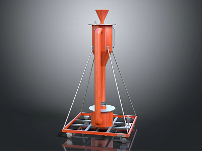 Orange Industrial Equipment With Conical Top Vertical Cylindrical Section And Metal Frame On Wheels 3d model