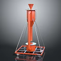Orange Industrial Equipment With Conical Top Vertical Cylindrical Section And Metal Frame On Wheels