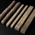 Natural Stone and Wood Logs Planks with Rough Texture Various Sizes and Rustic Appearance