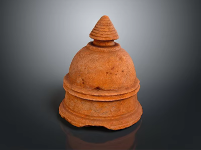 Terracotta Dome Shaped Sculpture Featuring Layered Structure Conical Top And Textured Surface 3d model
