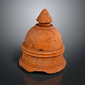 Terracotta Dome Shaped Sculpture Featuring Layered Structure Conical Top And Textured Surface 3d model