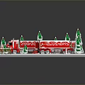 Coca Cola Trucks In Snowy Christmas Scene With Trees And Decorations