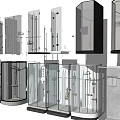 Various Modern Shower Head Designs With Glass Enclosures And Chrome Fixtures