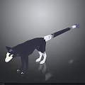 Blue And White Low Poly Style Cat With Long Tail In Crouching Pose Dark Background