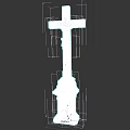 Intricate Stone Cross Sculpture Featuring Crucifix Figure And Decorative Base