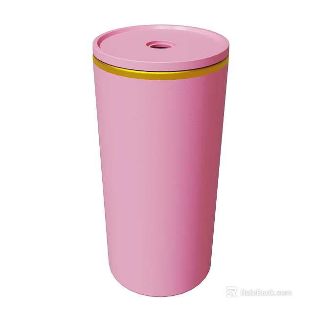 Modern Pink Tumbler With Gold Decorative Rim And Secure Lid For Daily Use 3d model 