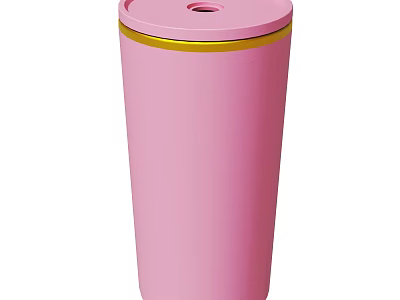 Modern Pink Tumbler With Gold Decorative Rim And Secure Lid For Daily Use 3d model