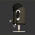 Mechanical Robot Model Featuring Black Head Brown Body Orange Joints And White Base