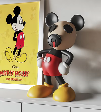 Playful Mickey Mouse Doll With Red Shorts Yellow Shoes And Disney Poster 3d model Playful Mickey Mouse Doll With Red Shorts Yellow Shoes And Disney Poster 3d model