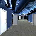 Contemporary Cinema Interior With Large Projection Screen Blue Seats And Stadium Seating