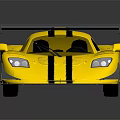 Yellow Racing Car With Black Stripes Rear Spoiler And Streamlined Design