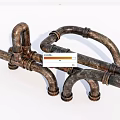 Rusty Industrial Pipes with Multiple Elbows Red Valves and Mechanical Design