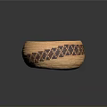 Handwoven Brown Storage Basket With Intricate Dark Geometric Patterns For Home Use