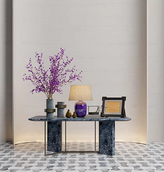 Italian Light Luxury Other Tables End View Platform Hotel Green Planting Modern Hotel End View Modern Vintage Decoration Combination Entrance Platform End View Platform Floriculture 3d model
