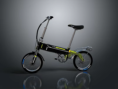 Modern Folding Bike With Black Frame And Yellow Accents For Urban Commuting 3d model