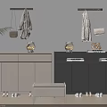 Modern Two Tone Shoe Cabinet Interior With Bench Decorative Items And Wall Hangers