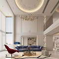 Duplex Living Room Interior Design With Spiral Staircase Marble Dining Table And Globe Chandelier