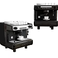 Two Modern Black Kitchen Espresso Coffee Machines With Cups On Top 3d model