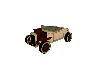 Electric Toy Vintage Convertible Car With Classic Design And Red Wheels 3d model