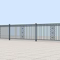 Outdoor Metal Fence with Vertical Bars and Diamond Patterns Against Blue Sky