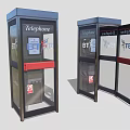 Contemporary Telephone Booths Featuring Glass Panels Closed Open Doors And Red Accents