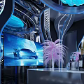 Modern KTV Lounge Interior Design With Colorful Lighting Comfortable Sofa And Digital Screen