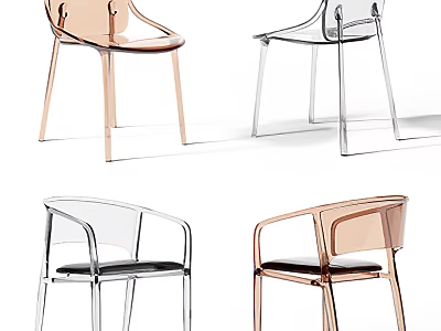 Modern Transparent Acrylic Leisure Chair With Rose Gold And Clear Frame Design 3d model