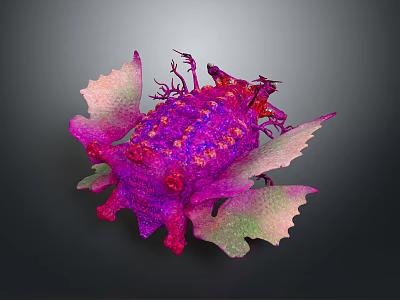 Vibrant Character Creature with Purple Pink Green Leaf Like Structures and Unique Form 3d model