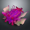 Vibrant Character Creature with Purple Pink Green Leaf Like Structures and Unique Form 3d model