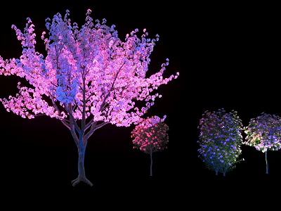 Decorative Illuminated Arbor With Colorful Pink Purple Blue Lights On Black Background 3d model