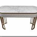 Modern Entryway Console Table With Marble Top Gold Frame Pleated Drawers 3d model