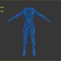 Futuristic Humanoid Mechanical Sculpture With Blue Green Glowing Details And Armored Design