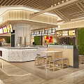 Warm Modern Shopping Mall Food Hall With Natural Wooden Decor And Comfortable Casual Dining Seats